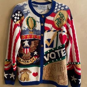 Vintage Northern Isles Cardigan, America Vote   USA 🇺🇸  sweater!